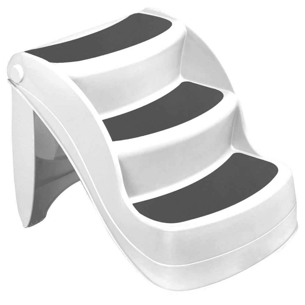 White pet step with black platforms on a white background at Pet Servo