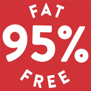Red background with 'FAT 95% FREE' text in white