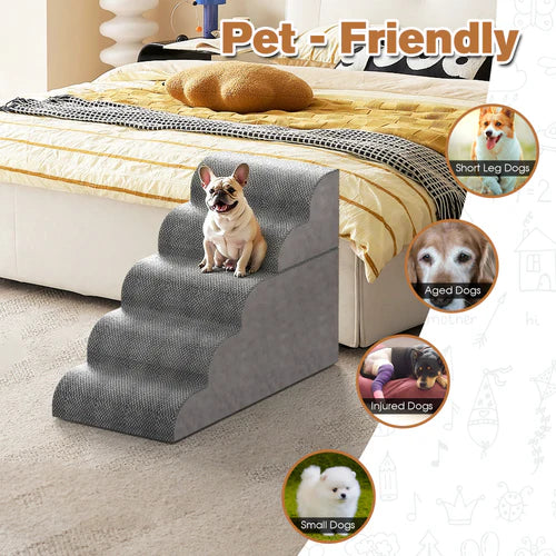 Pet-friendly stair case for dogs in a bedroom setting at Pet Servo