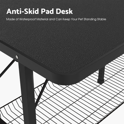 Black anti-skid pad desk with text on waterproof material and pet stability at Pet Servo