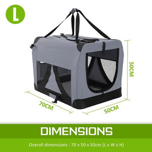 Paw Mate - Portable Soft Dog Cage Crate Carrier - Grey - L - petservo-1