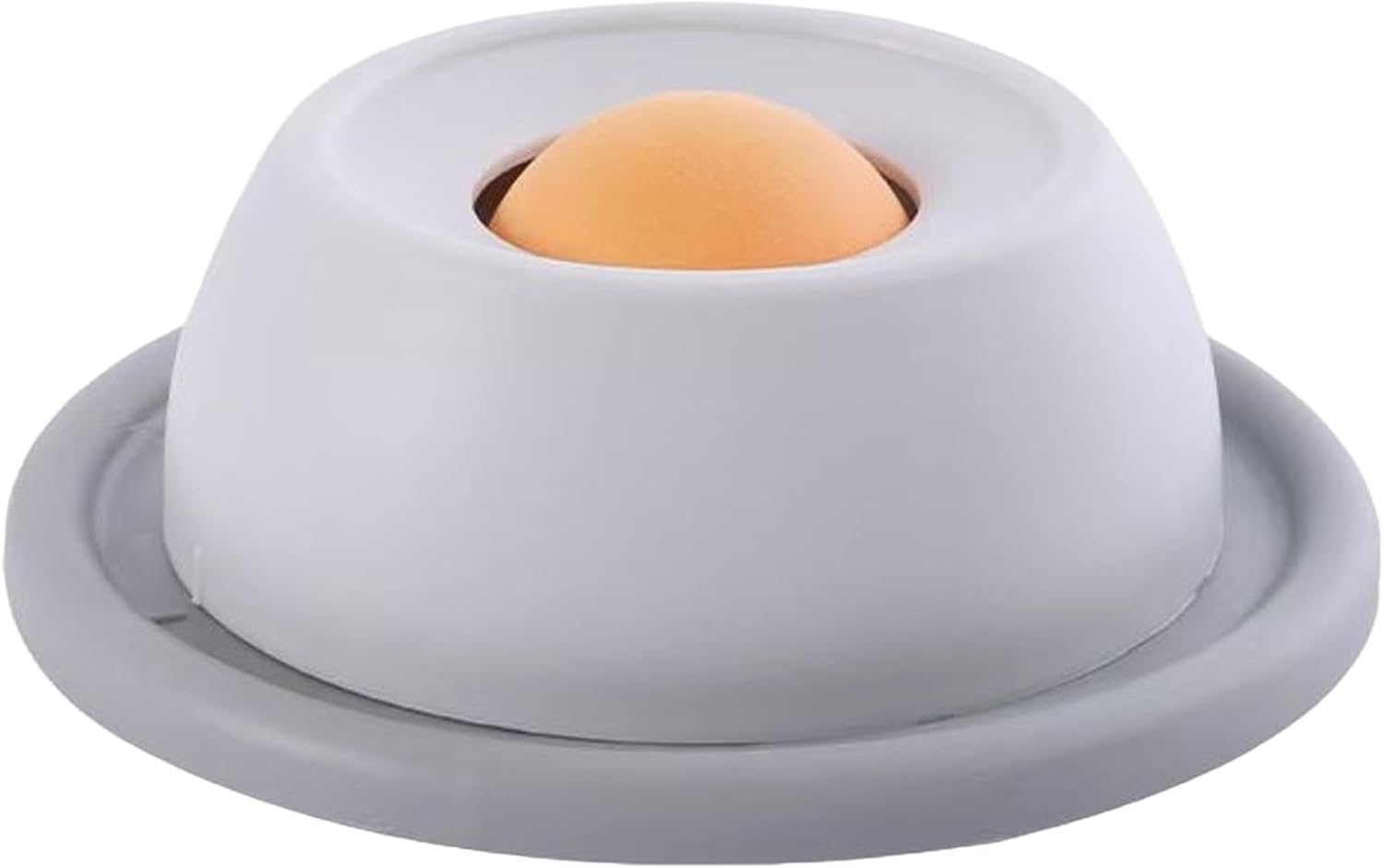 Gray dome-shaped object with a smaller orange object inside on a white background at Pet Servo