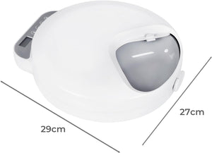 White electronic device with measurement dimensions on a white background at Pet Servo