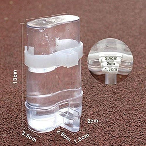 Clear plastic container with measurements on a brown textured background at Pet Servo