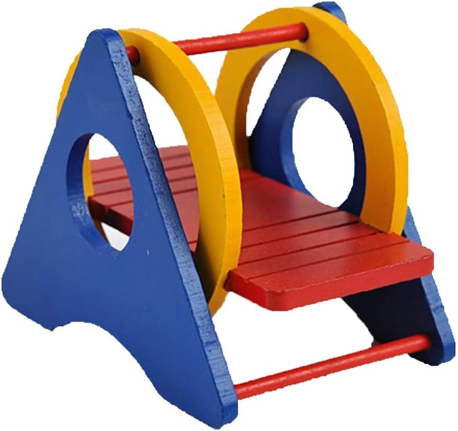 Colorful playground slide with blue, yellow, and red design on a white background at Pet Servo