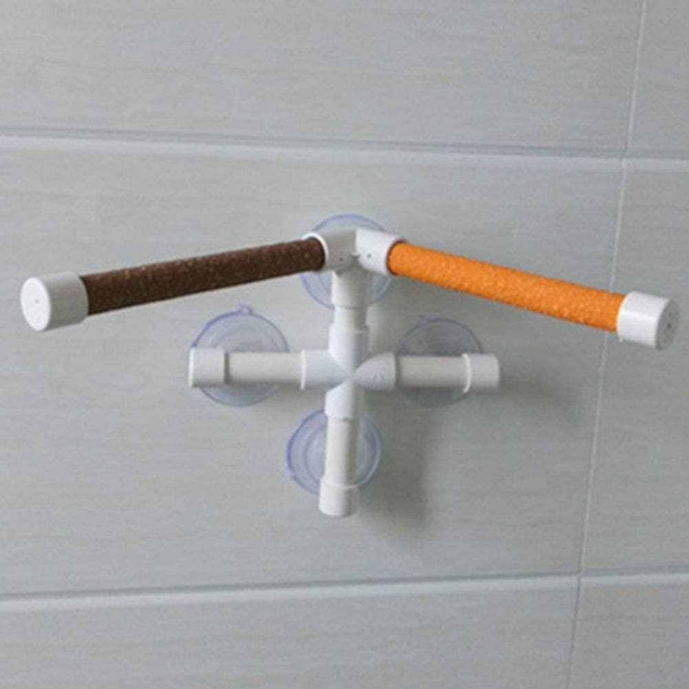 Wall-mounted shower head with multiple nozzles on a tiled wall at Pet Servo