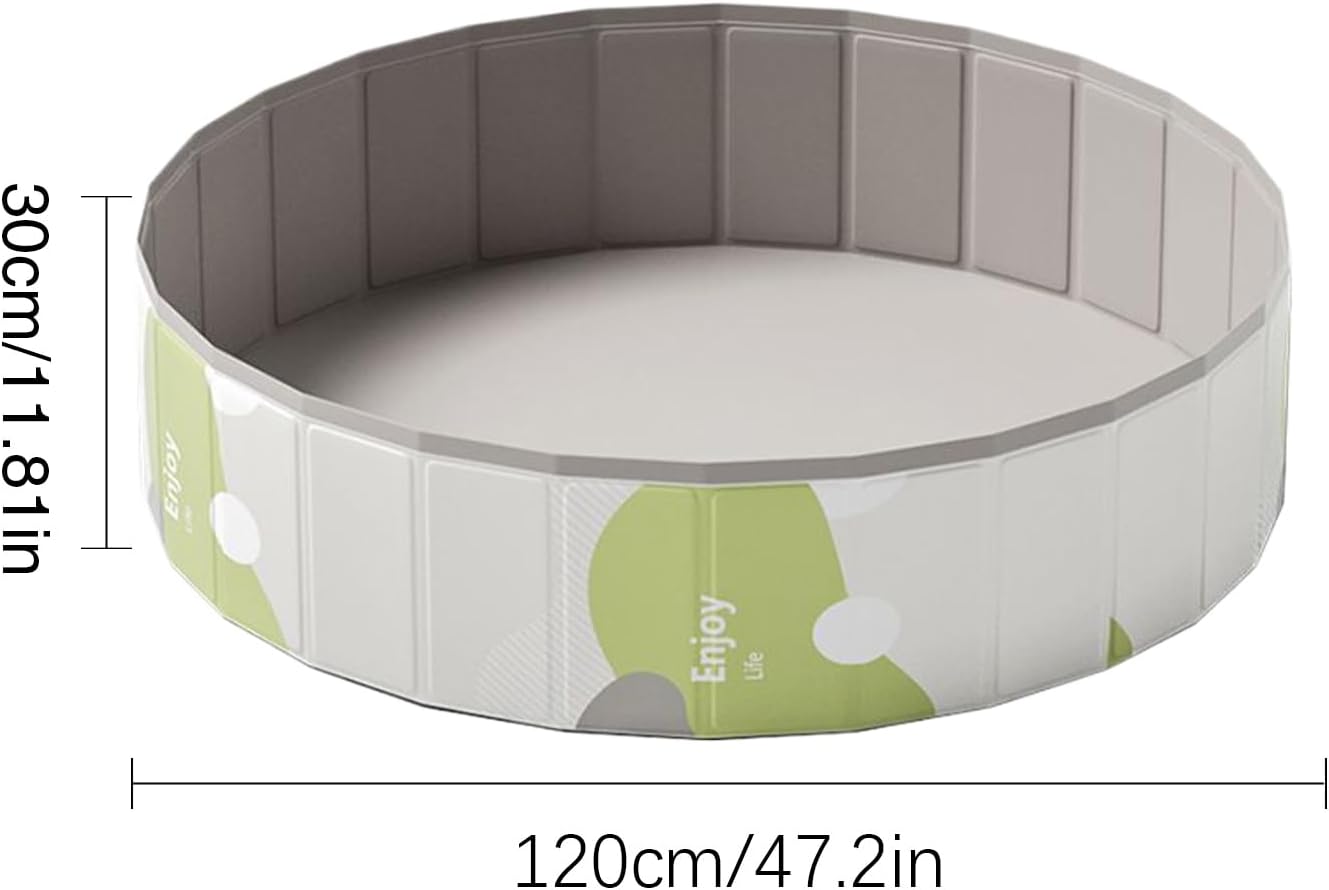 Collapsible pet pool with dimensions labeled on a white background at Pet Servo