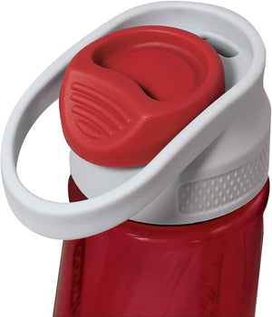 Red water bottle with a white cap on a white background at Pet Servo