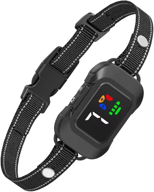 Black dog collar with electronic device on a white background at Pet Servo