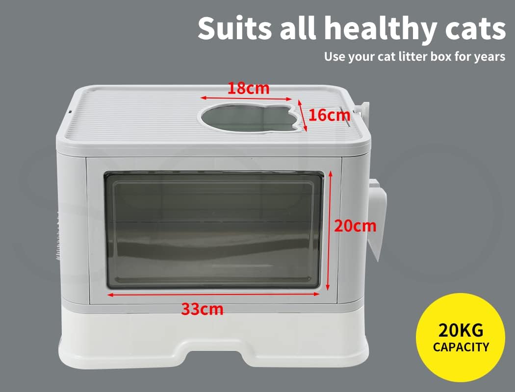 PaWz - Foldable Cat Litter Box Tray Enclosed Kitty Toilet Hood Hair with Separate Entry and Exit Door at Pet Servo