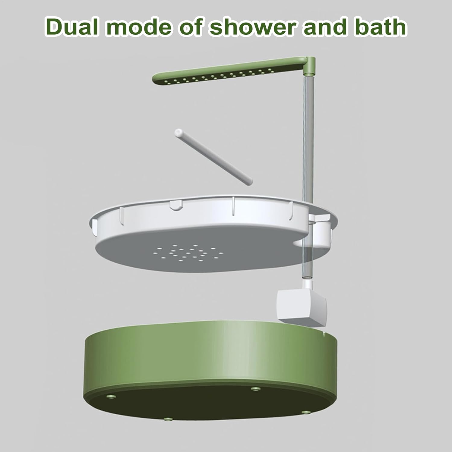 Green dual-mode shower and bath fixture on a gray background at Pet Servo