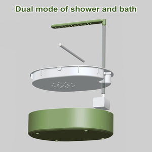 Green dual-mode shower and bath fixture on a gray background at Pet Servo