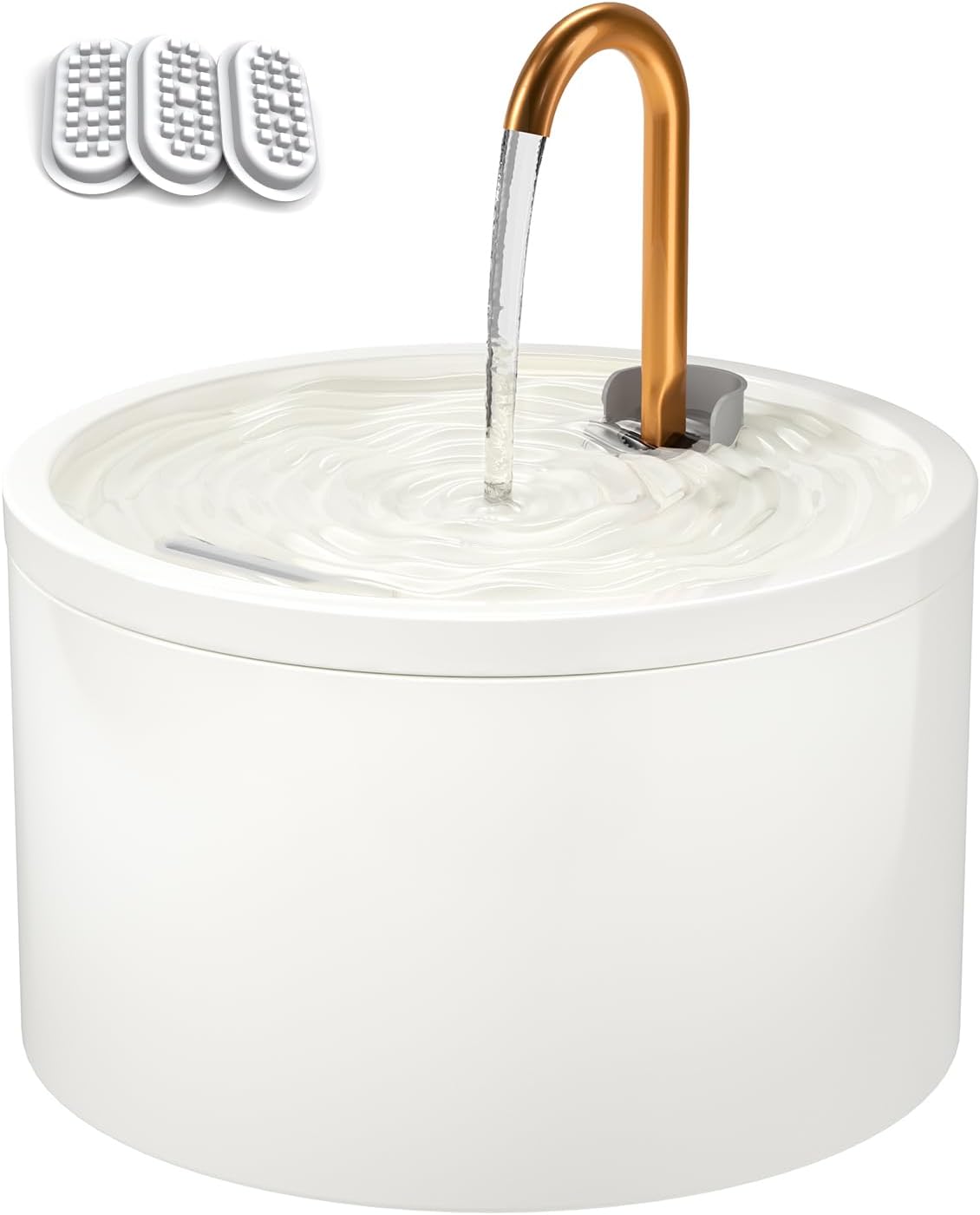 DOOOB - Ceramic automatic Cat Water Fountain, 2.1L/71oz and Filters - white