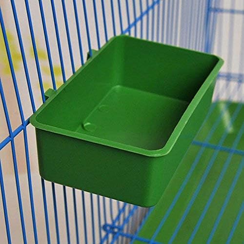 Green plastic box attached to a blue wire cage at Pet Servo