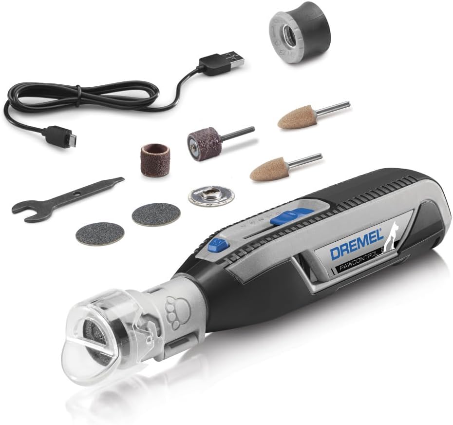 Dremel tool with attachments on a white background