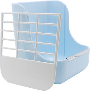 Blue and white pet litter box with grid design on a white background at Pet Servo
