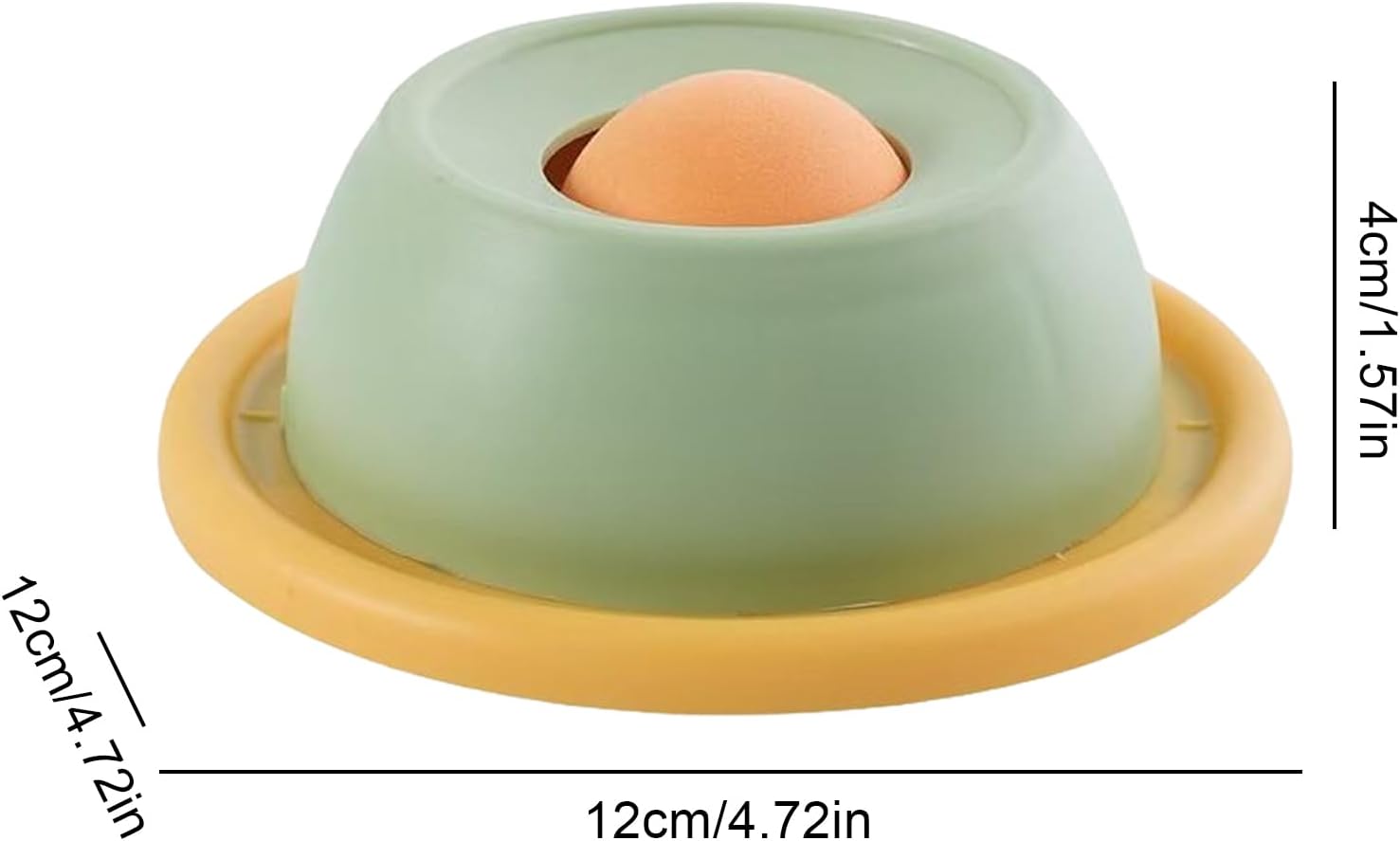 Small green and orange object with measurements on a white background at Pet Servo