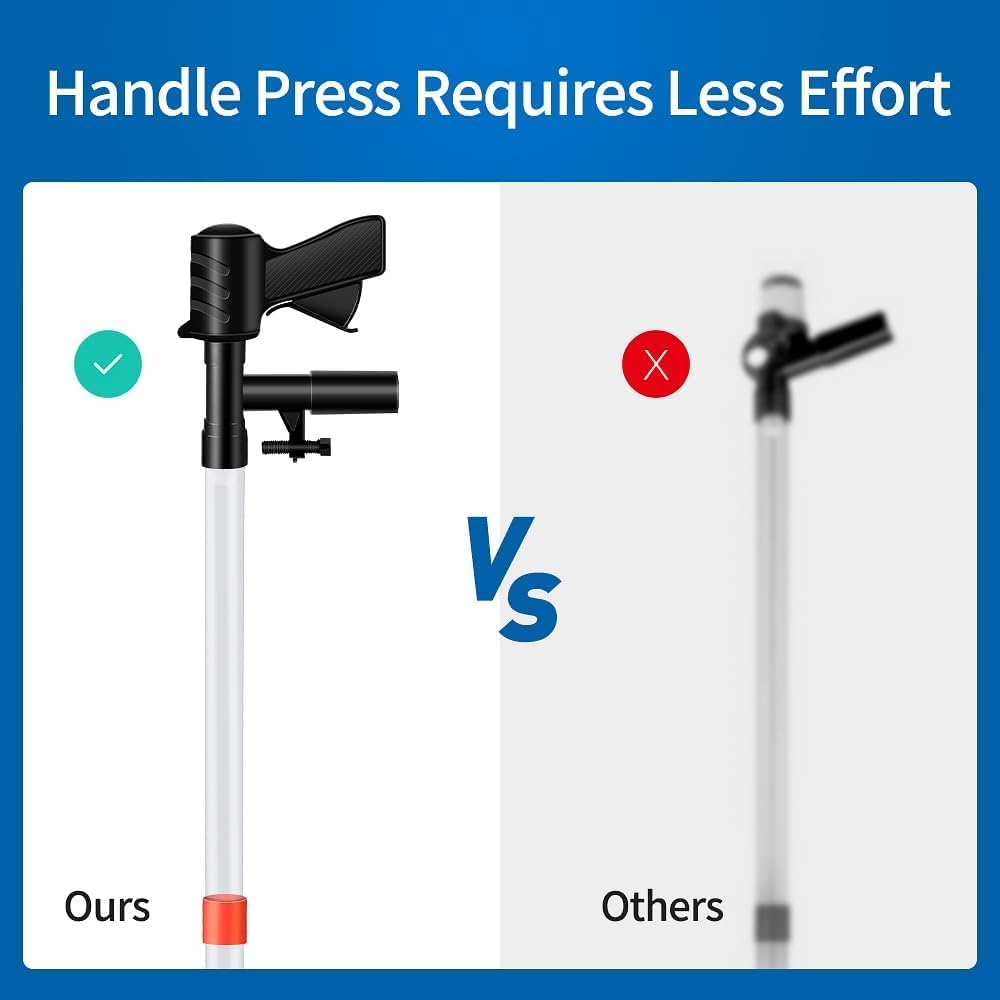 Comparison of two handles with text 'Handle Press Requires Less Effort' and 'Ours vs Others' at Pet Servo