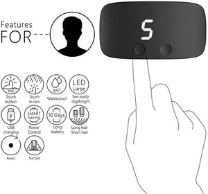 Black electronic device with digital display and touch control, featuring features for a person on a white background at Pet Servo