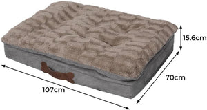 Dog bed with dimensions labeled on a white background at Pet Servo