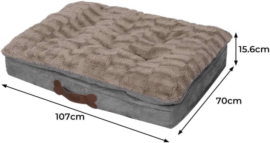 Dog bed with dimensions labeled on a white background at Pet Servo