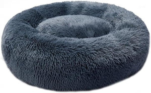 PaWz - Anti-Anxiety Soft Fuzzy Comfy Machine Washable Dog Bed in Faux Fur, Dark Grey at Pet Servo