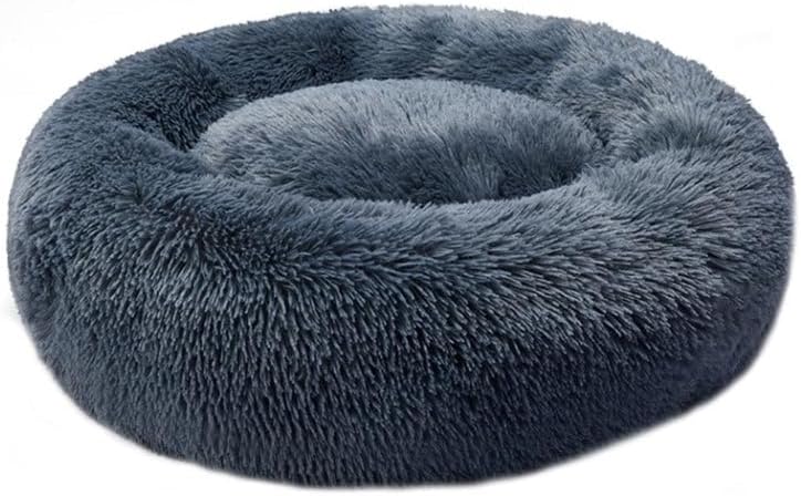 PaWz - Anti-Anxiety Soft Fuzzy Comfy Machine Washable Dog Bed in Faux Fur, Dark Grey at Pet Servo