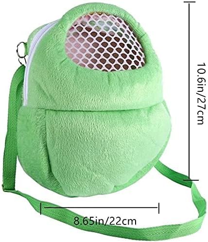 Green pet carrier with mesh front panel and measurements on a white background at Pet Servo