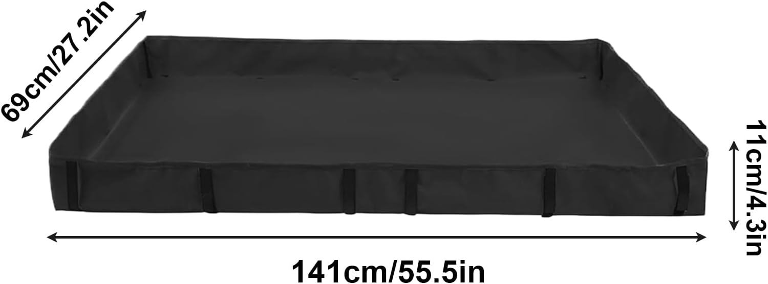 Black rectangular tray with measurements indicated at Pet Servo