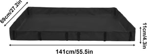 Black rectangular tray with measurements indicated at Pet Servo