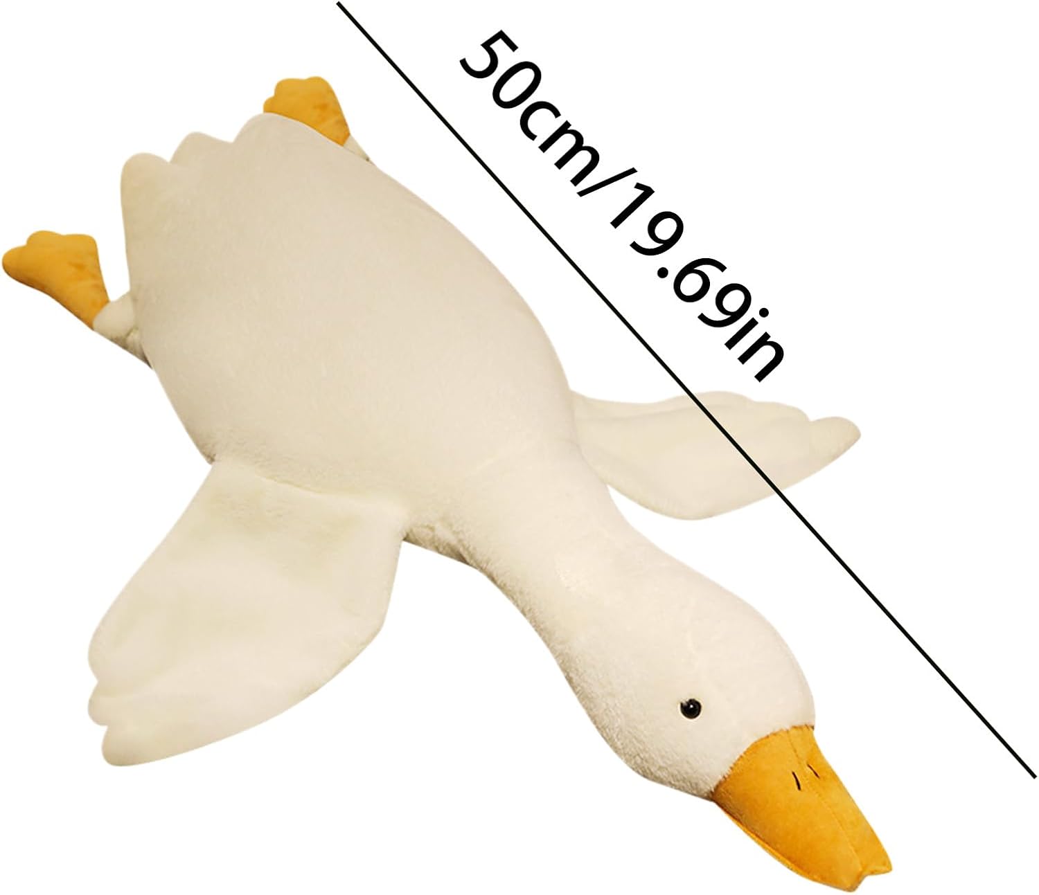 Plush duck toy with measurement text on a white background at Pet Servo