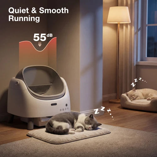 Pet exercise wheel with a cat resting nearby in a cozy room at Pet Servo