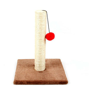Cat scratching post with a red ball on a white background at Pet Servo
