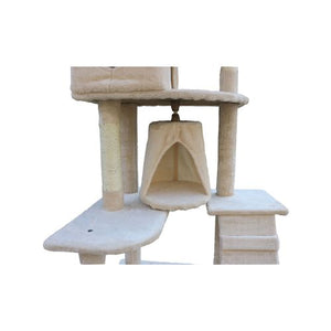 YES4PETS 193cm Cat Scratching Tree Tower Condo - Beige - Pet Servo