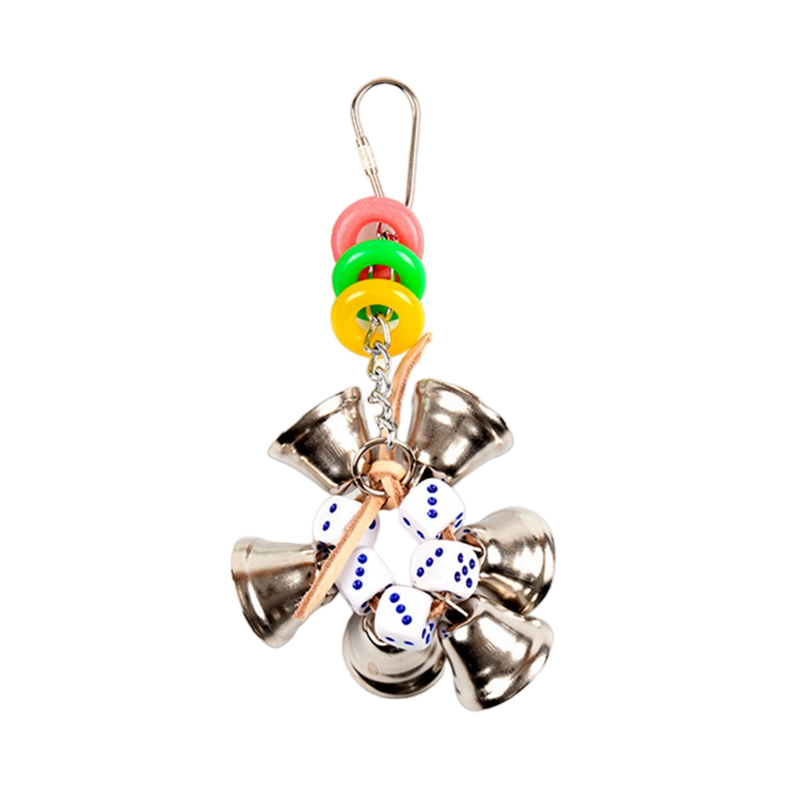 YES4PETS - Hanging Bell & Dice Bird Toy with Clips - Pet Servo