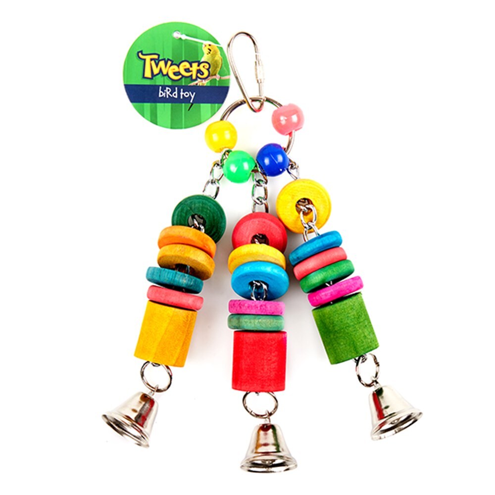 YES4PETS - 3x Small Hanging Bell Toys for Birds - Pet Servo