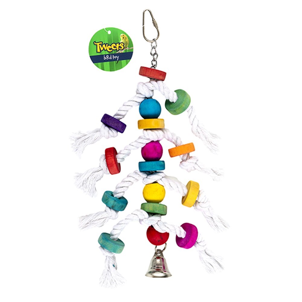 YES4PETS - 3-Pack Small Hanging Wood Swing Bird Toys - Pet Servo