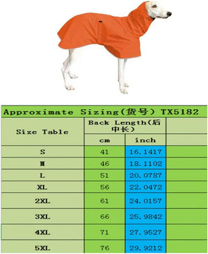 Orange Waterproof Fleece Coat for Whippets & Greyhounds - Petservo