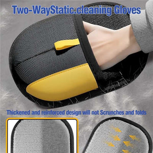 Two-way static cleaning glove with thickened and reinforced design on a gray background at Pet Servo