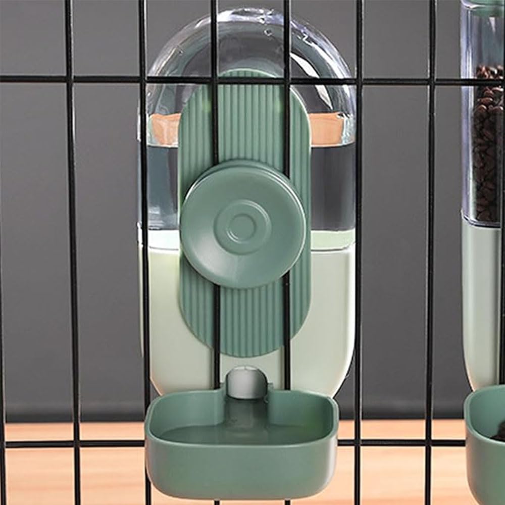 Green pet water fountain against a tiled wall background at Pet Servo