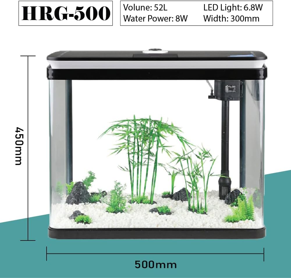 SUNSUN - HRG-500 52L Aquarium Fish Tank with LED Light and Filtration System