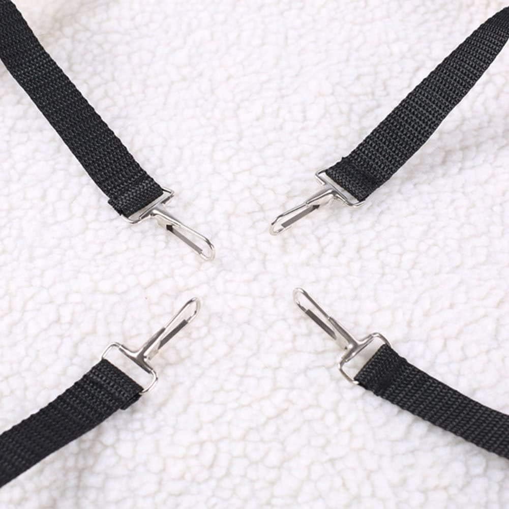 Four black straps with silver clamps on a white textured background at Pet Servo