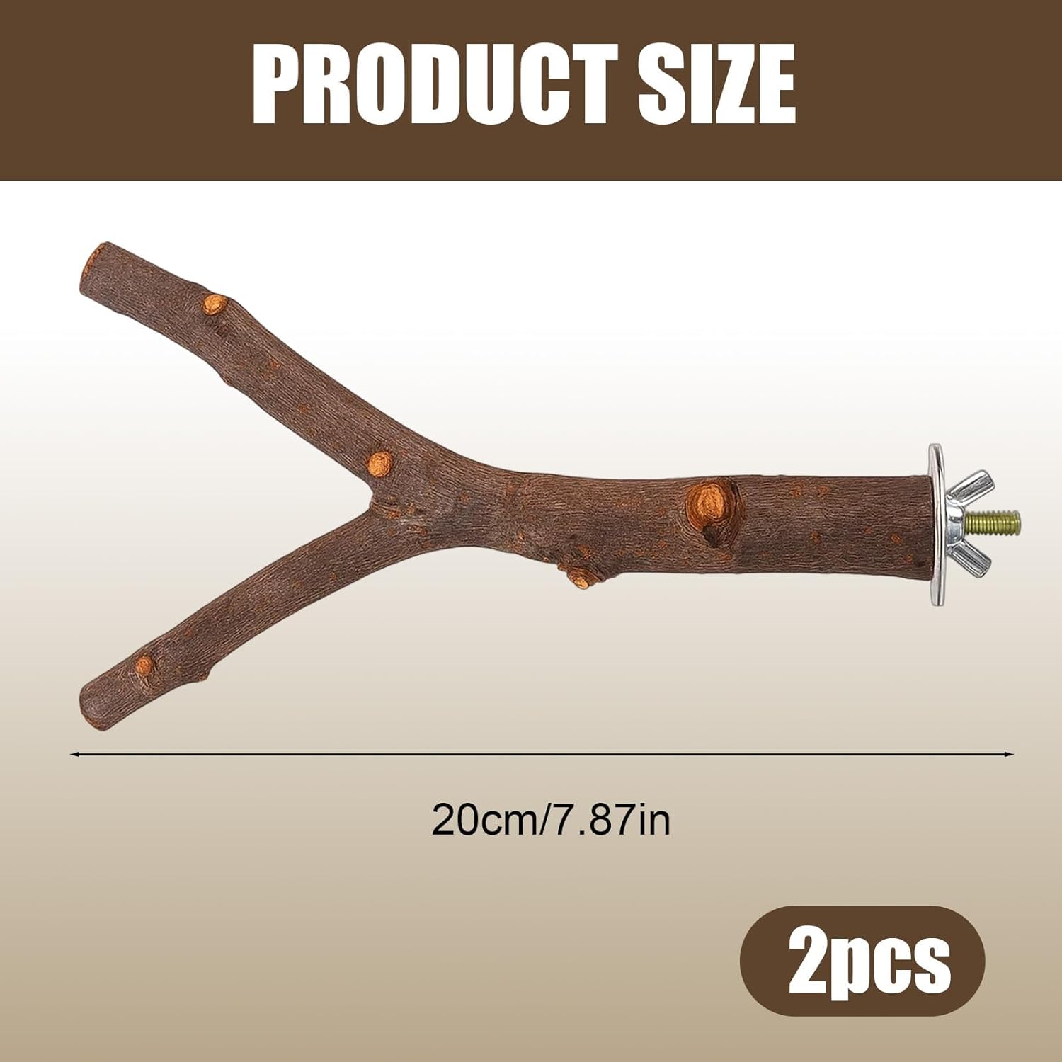 Wooden slingshot with measurement details on a beige background at Pet Servo
