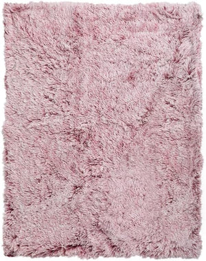 A square, plush shag rug in a dusty rose pink color, shown from a top-down view against a white background at Pet Servo