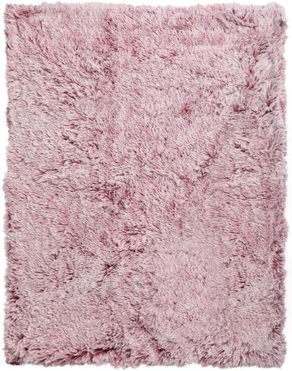 A square, plush shag rug in a dusty rose pink color, shown from a top-down view against a white background at Pet Servo