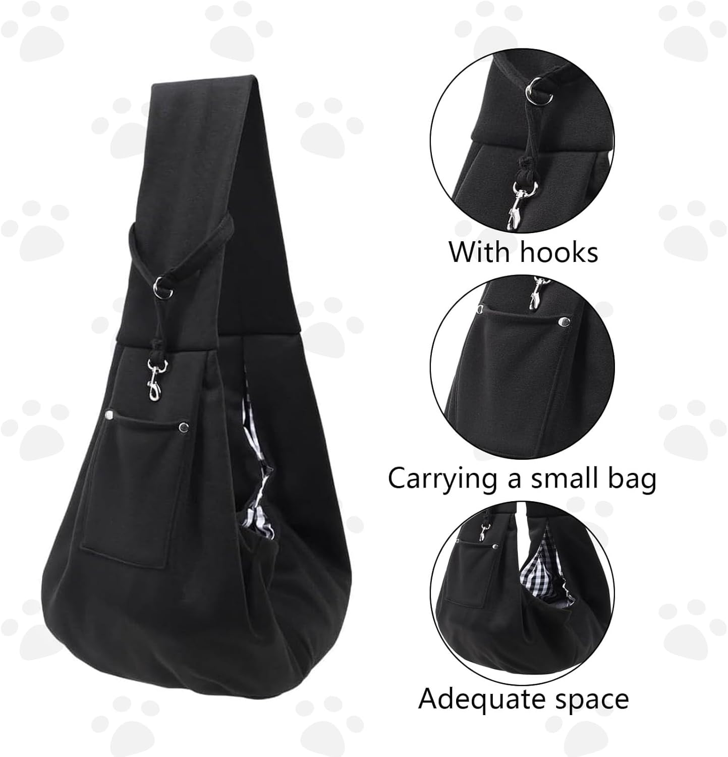 Black bag with features highlighted on a white background at Pet Servo