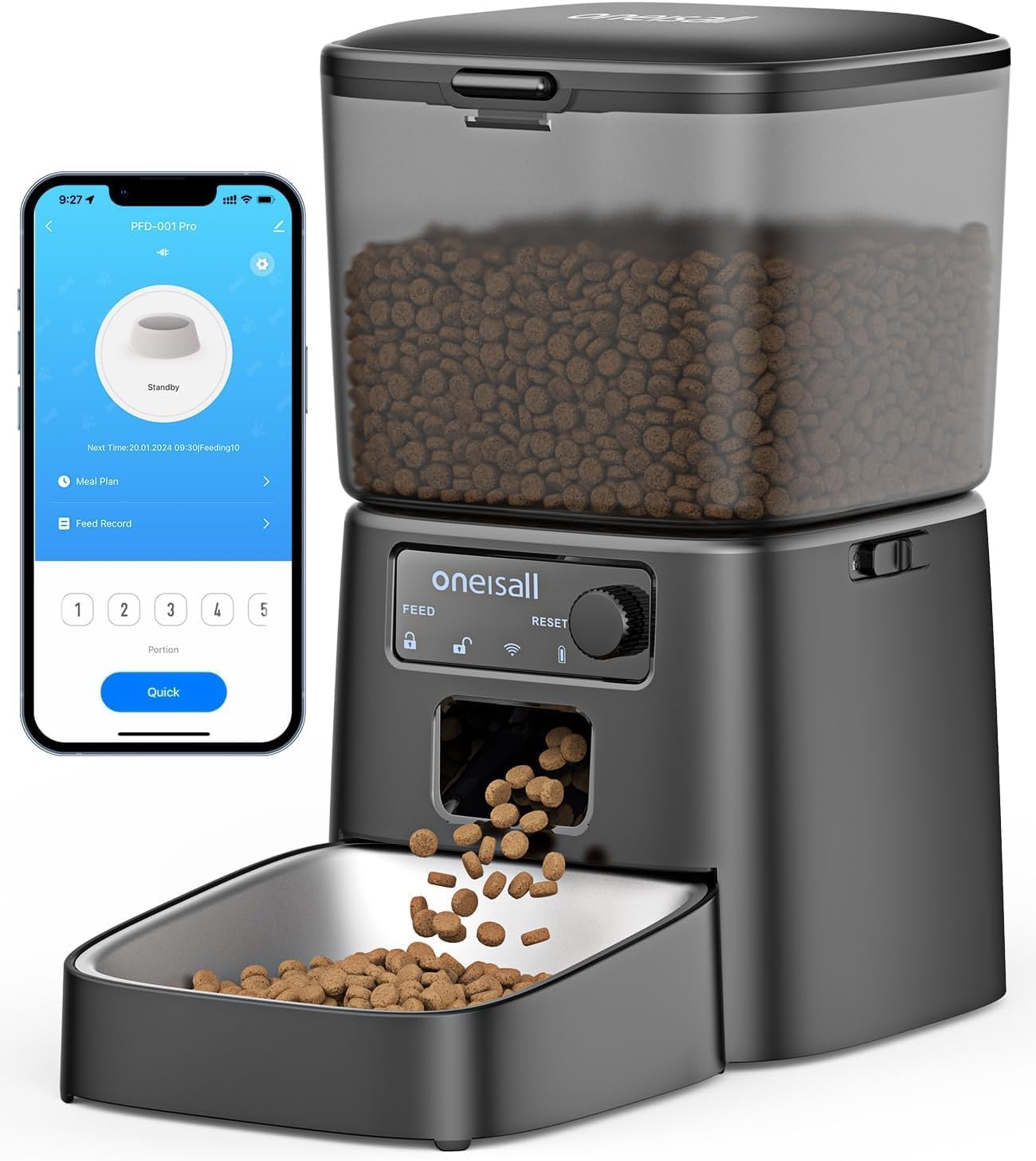 Buy oneisall - 3.5L Automatic Cat Feeder (Black) at Pet Servo
