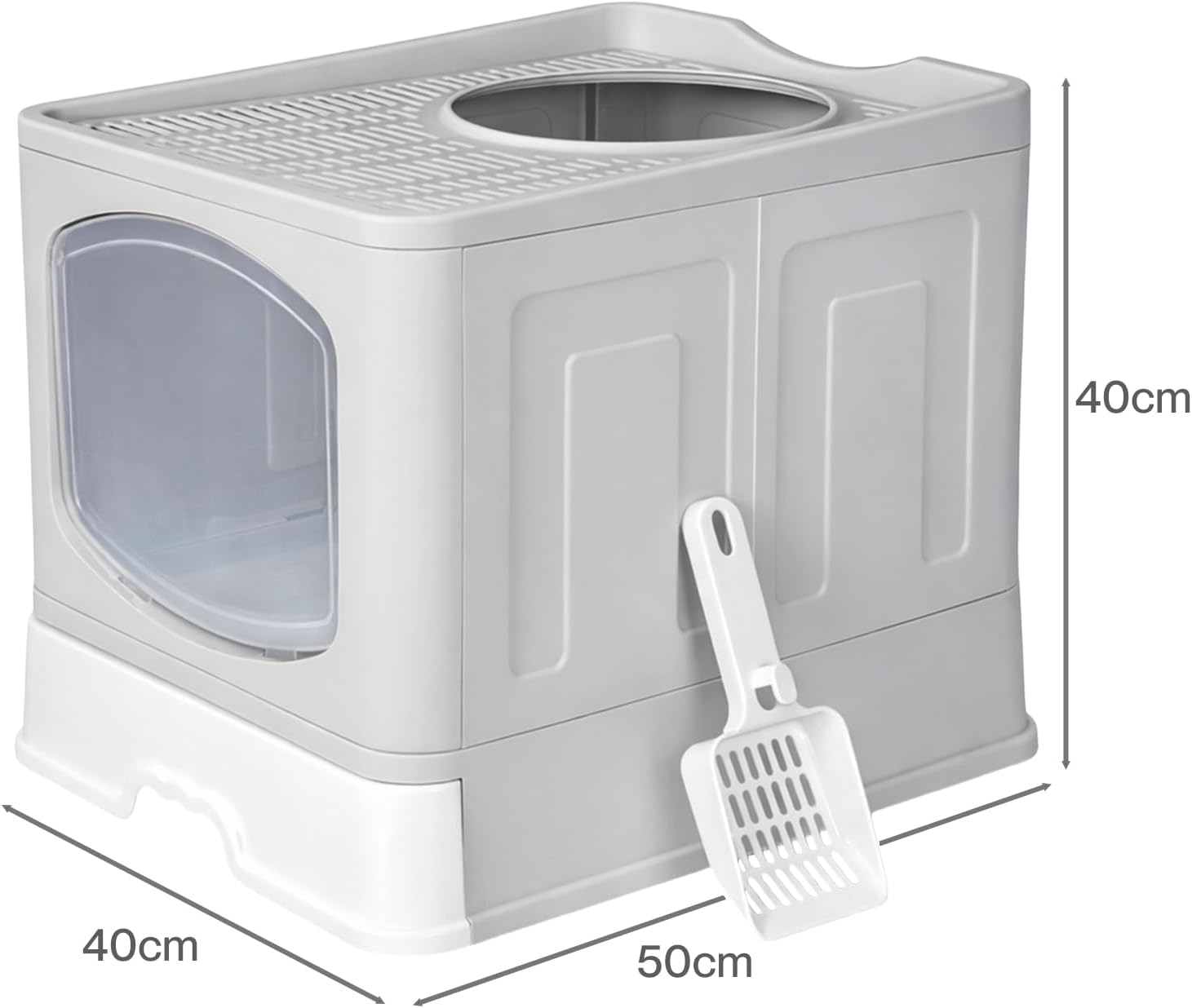 PaWz - Large Anti-Splashing Hooded Enclosed Cat Litter Tray, Plastic Cleaning Scoop at Pet Servo