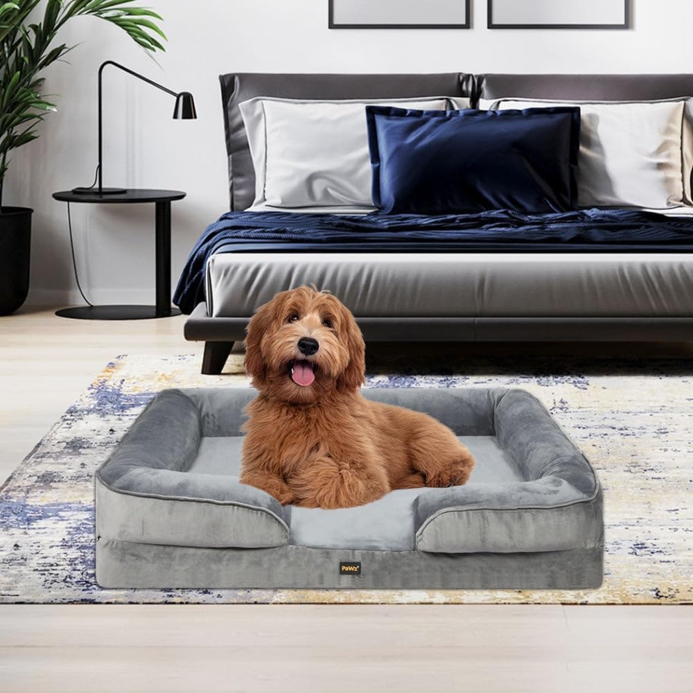 PaWz Washable Removeable Memory Foam Dog Cat Bed Sofa, Grey at Pet Servo