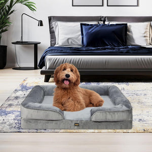 PaWz Washable Removeable Memory Foam Dog Cat Bed Sofa, Grey at Pet Servo